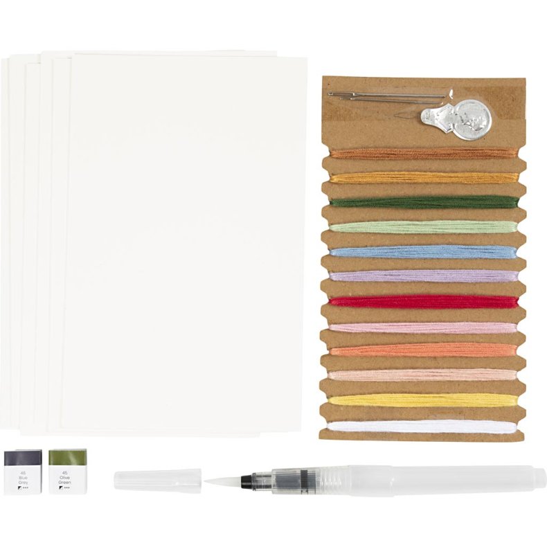 Mini DIY Kit Broderi, Malerier med broderi, ass. farver, 1 pk.