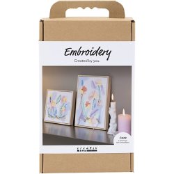DIY Kit Broderi, Billeder, pastelfarver, 1 pk.