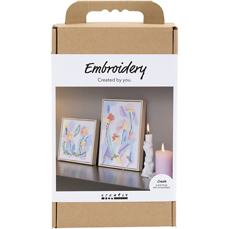 DIY Kit Broderi, Billeder, pastelfarver, 1 pk.