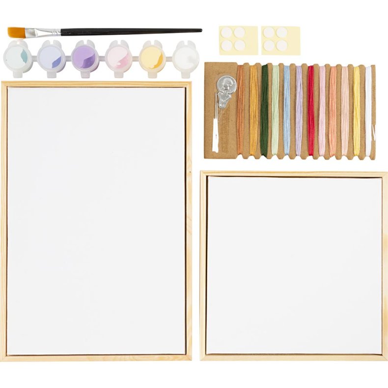 DIY Kit Broderi, Billeder, pastelfarver, 1 pk.