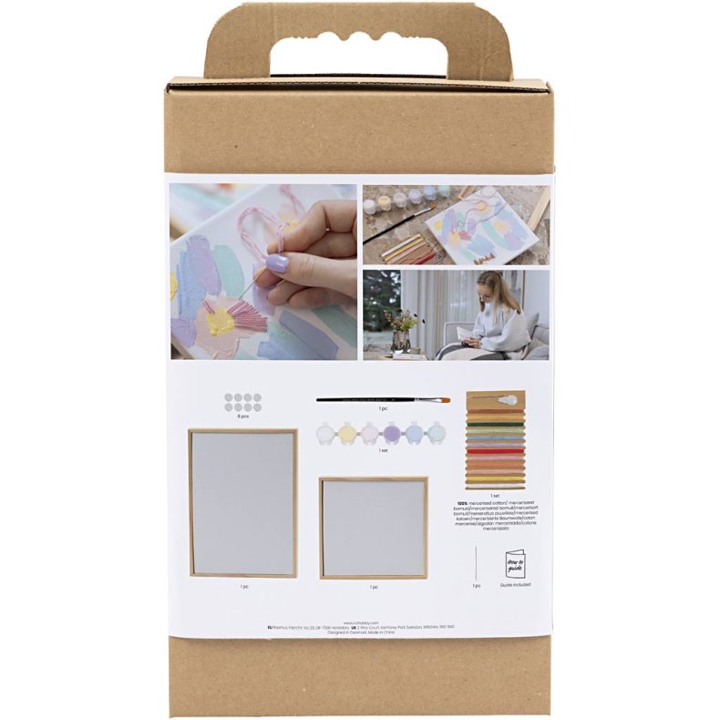 DIY Kit Broderi, Billeder, pastelfarver, 1 pk.