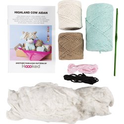DIY Kit Amigurumi, Ko, beige, mint, 1 pk.