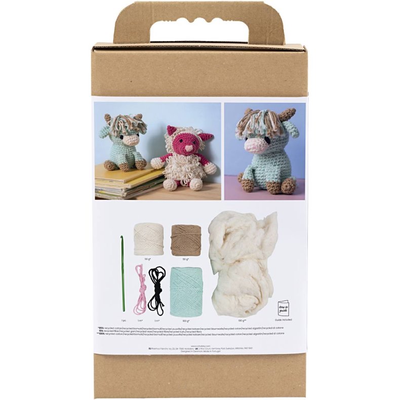 DIY Kit Amigurumi, Ko, beige, mint, 1 pk.