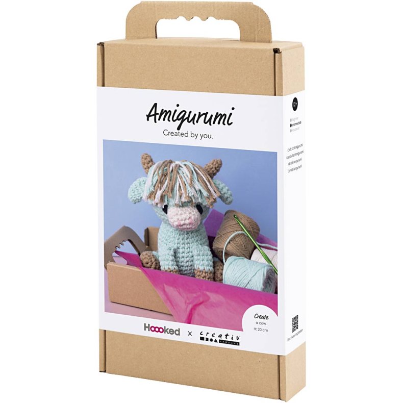 DIY Kit Amigurumi, Ko, beige, mint, 1 pk.
