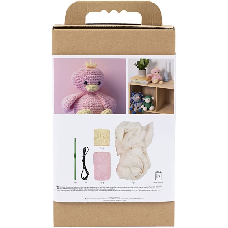 DIY Kit Amigurumi, &AElig;lling, lys pink, lys gul, 1 pk.