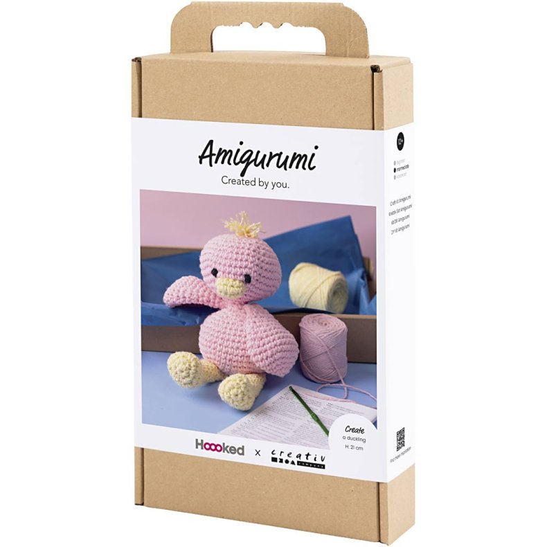 DIY Kit Amigurumi, &AElig;lling, lys pink, lys gul, 1 pk.