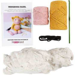 DIY Kit Amigurumi, Pindsvin, lys rosa, varm gul, 1 pk.