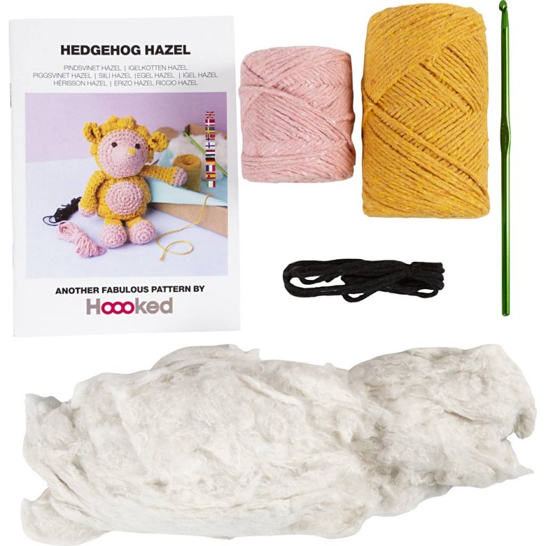 DIY Kit Amigurumi, Pindsvin, lys rosa, varm gul, 1 pk.