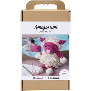 DIY Kit Amigurumi, F&aring;r, pink, off white, 1 pk.
