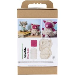 DIY Kit Amigurumi, F&aring;r, pink, off white, 1 pk.