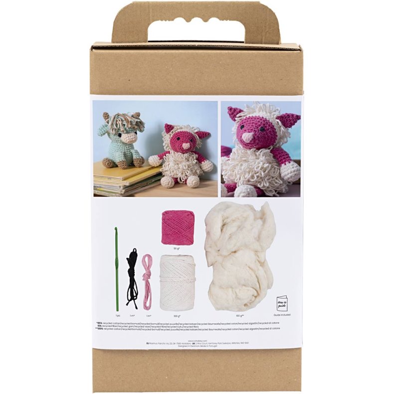 DIY Kit Amigurumi, F&aring;r, pink, off white, 1 pk.