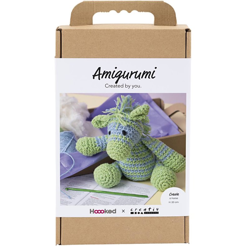 DIY Kit Amigurumi, Zebra, lys bl&aring;, lys gr&oslash;n, 1 pk.