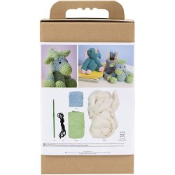 DIY Kit Amigurumi, Zebra, lys bl&aring;, lys gr&oslash;n, 1 pk.