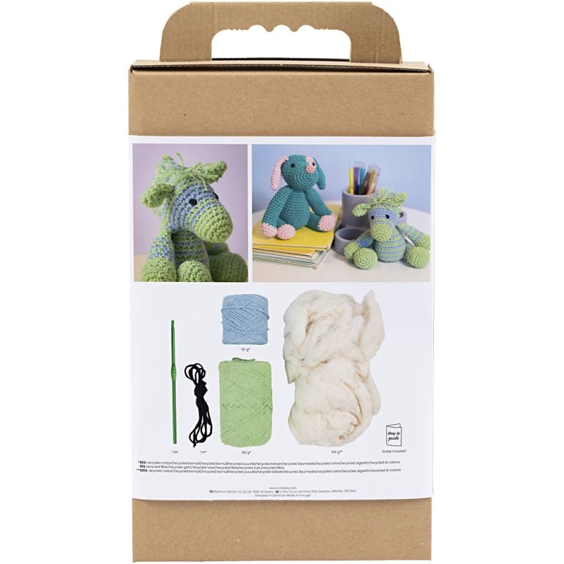 DIY Kit Amigurumi, Zebra, lys bl&aring;, lys gr&oslash;n, 1 pk.