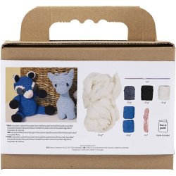 DIY Kit Amigurumi, Vaskebj&oslash;rn, sort, bl&aring;, 1 pk.