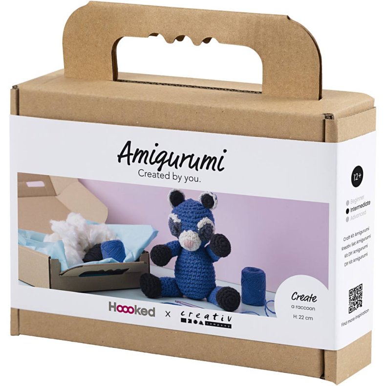 DIY Kit Amigurumi, Vaskebj&oslash;rn, sort, bl&aring;, 1 pk.