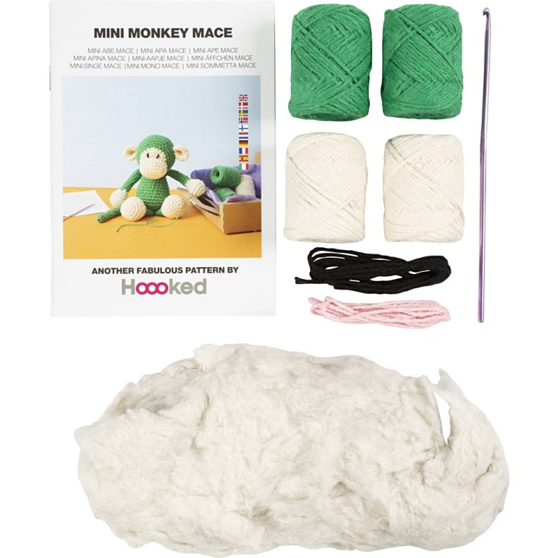 DIY Kit Amigurumi, Abe, gr&oslash;n, off white, 1 pk.
