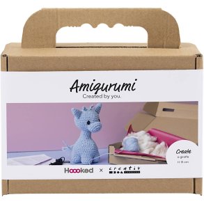 DIY Kit Amigurumi, Giraf, lys bl&aring;, 1 pk.