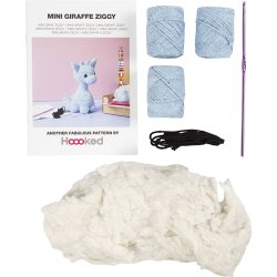 DIY Kit Amigurumi, Giraf, lys bl&aring;, 1 pk.