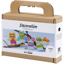 Mini DIY Kit Dekoration, Mus og ugler, ass. farver, 1 pk.