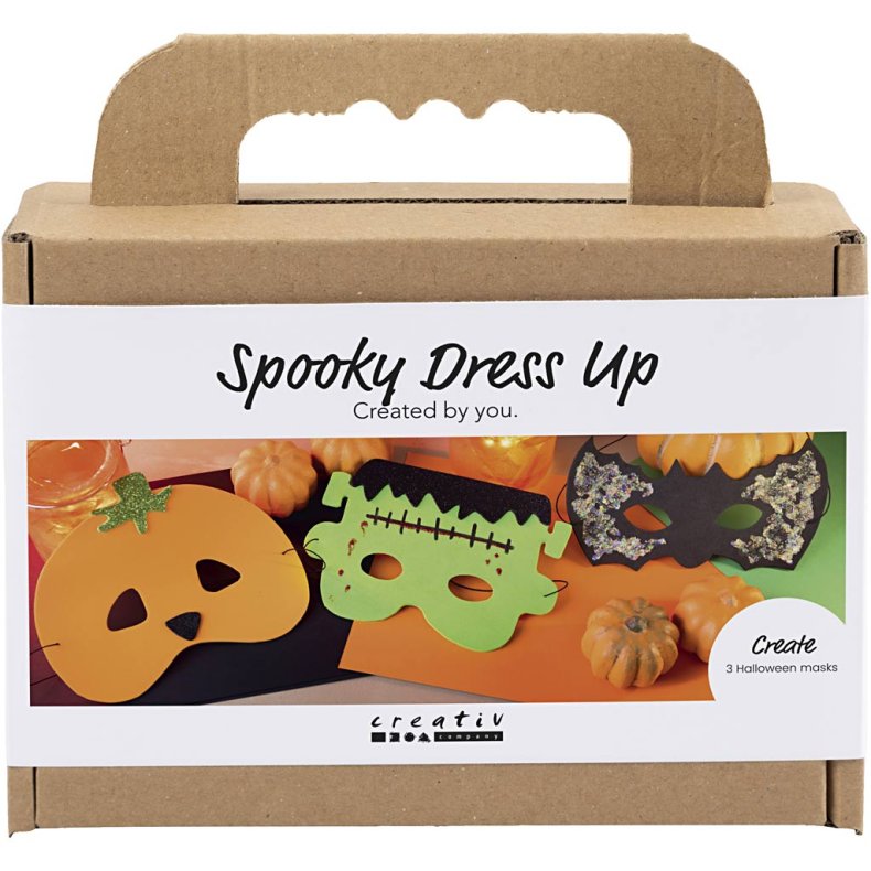 Mini DIY Kit Spooky Udkl&aelig;dning, Masker, halloweenfarver, 1 pk.