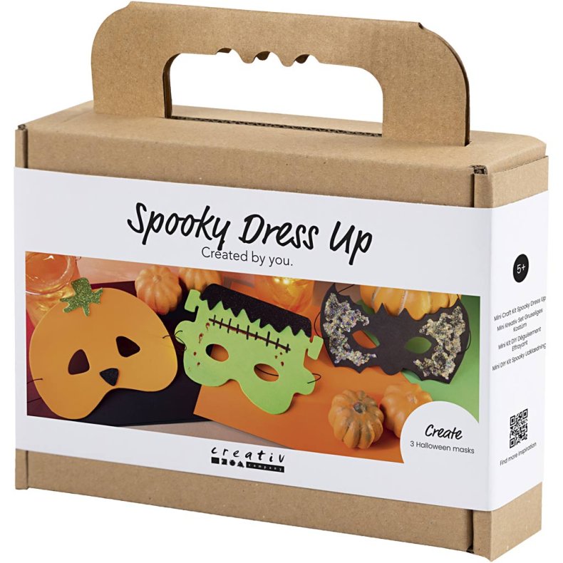 Mini DIY Kit Spooky Udkl&aelig;dning, Masker, halloweenfarver, 1 pk.