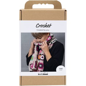 DIY Kit H&aelig;kle, Halst&oslash;rkl&aelig;de, cr&egrave;me, varme farver, 1 pk.