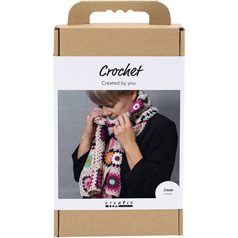 DIY Kit H&aelig;kle, Halst&oslash;rkl&aelig;de, cr&egrave;me, varme farver, 1 pk.