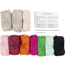 DIY Kit H&aelig;kle, Halst&oslash;rkl&aelig;de, cr&egrave;me, varme farver, 1 pk.