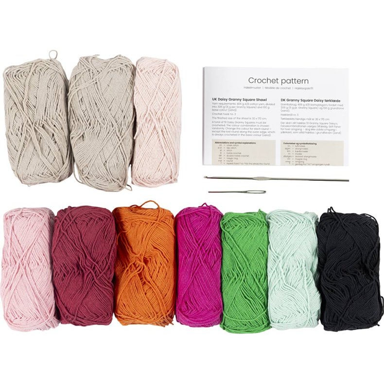 DIY Kit H&aelig;kle, Halst&oslash;rkl&aelig;de, cr&egrave;me, varme farver, 1 pk.