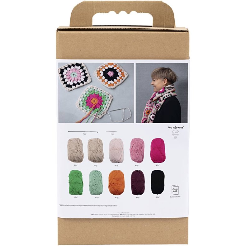 DIY Kit H&aelig;kle, Halst&oslash;rkl&aelig;de, cr&egrave;me, varme farver, 1 pk.
