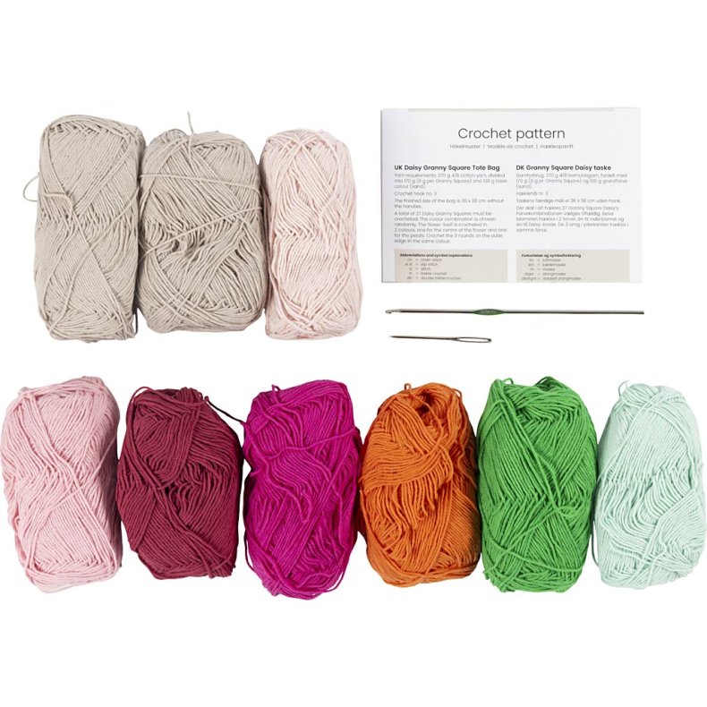 DIY Kit H&aelig;kle, Taske, colorful, cr&egrave;me, 1 pk.