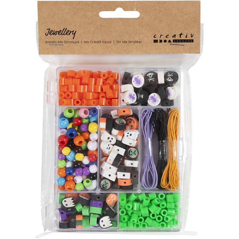 DIY Mix Smykker, Halloween, halloweenfarver, 1 pk.