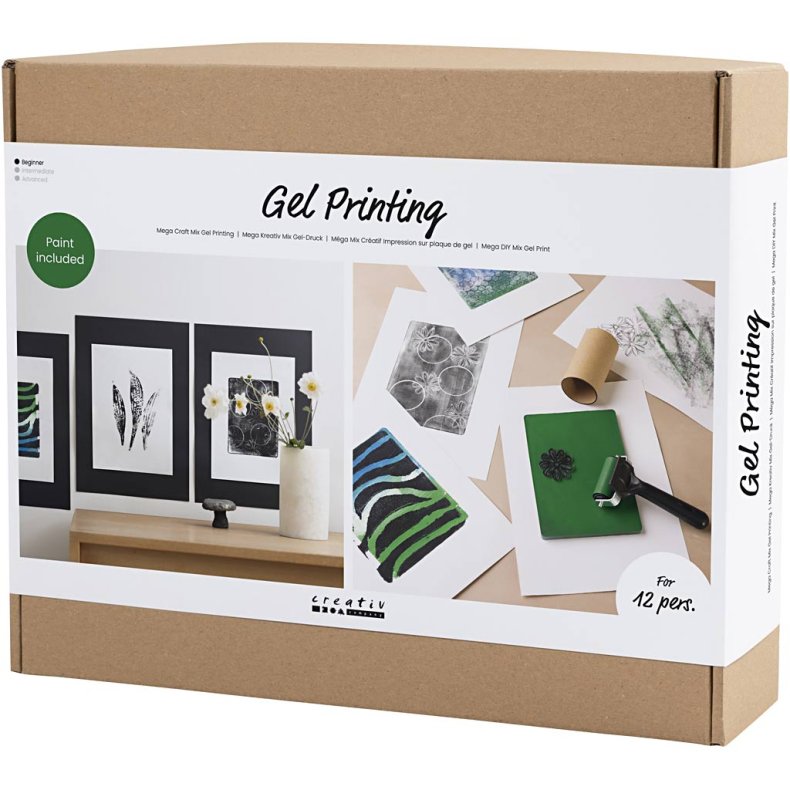 Gruppe DIY Kit Gel Print, Farvede prints, 1 pk.