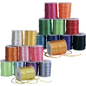 Satinsnor, tykkelse 2 mm, pastelfarver, stærke farver, 20x50 m/ 1 pk.