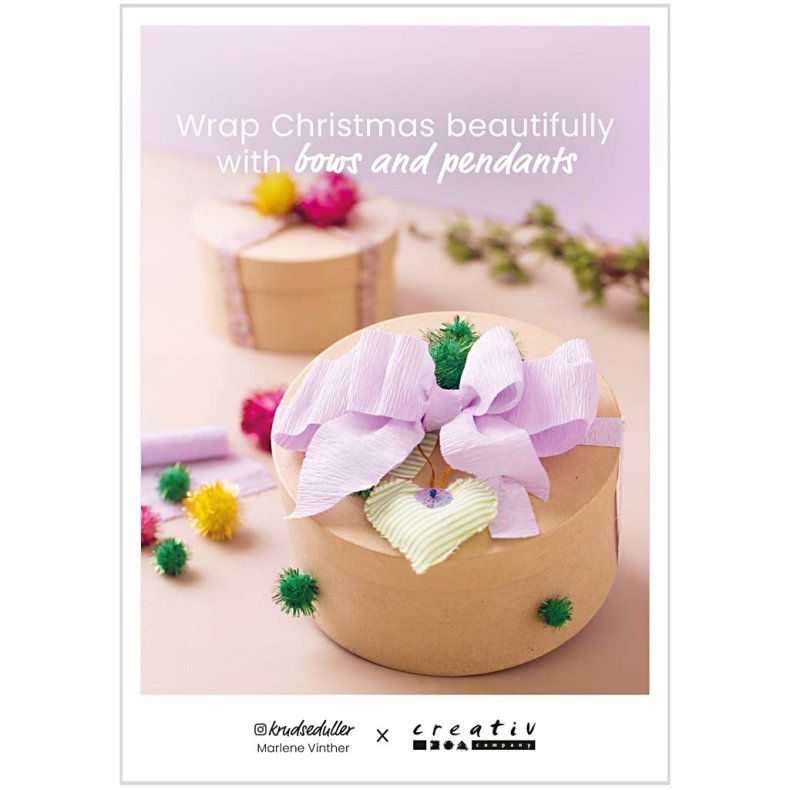 Postkort, Pak julen smukt ind med sl&oslash;jfer og vedh&aelig;ng, A5, 14,8x21 cm, 1 stk.